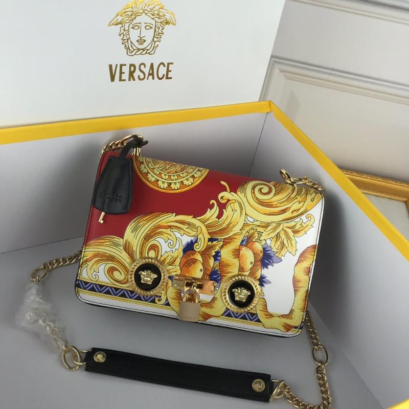 Versace Chain Handbags DBFG303 printed in red, yellow, and white